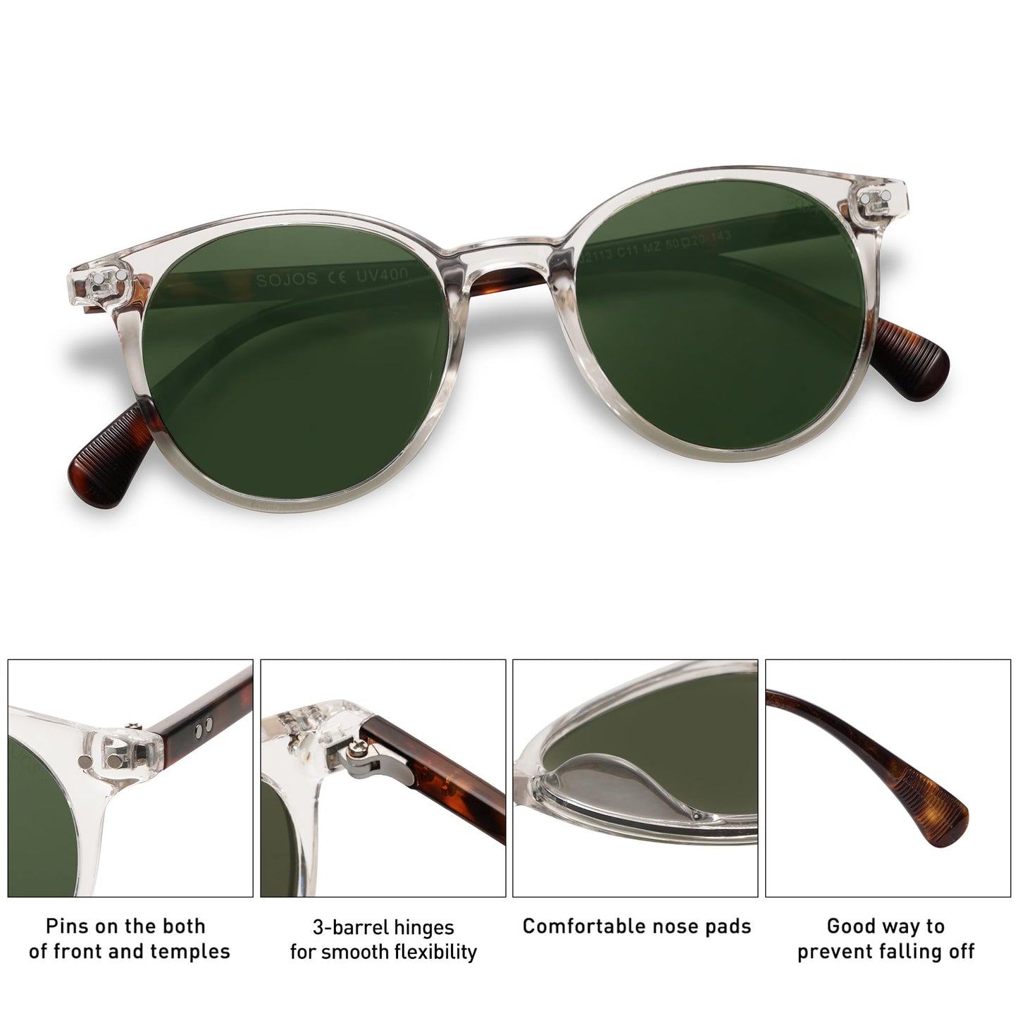Small Round Classic Polarized Sunglasses for Women Men Vintage Style UV400 Lens SJ2113