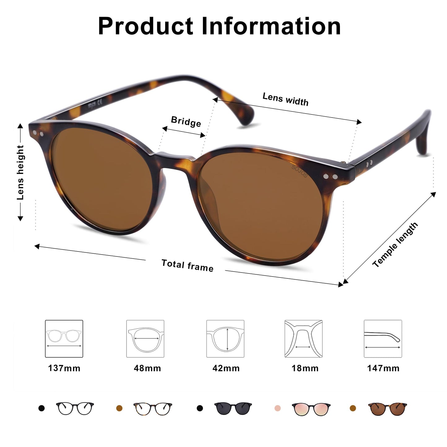 Small Round Classic Polarized Sunglasses for Women Men Vintage Style UV400 Lens SJ2113