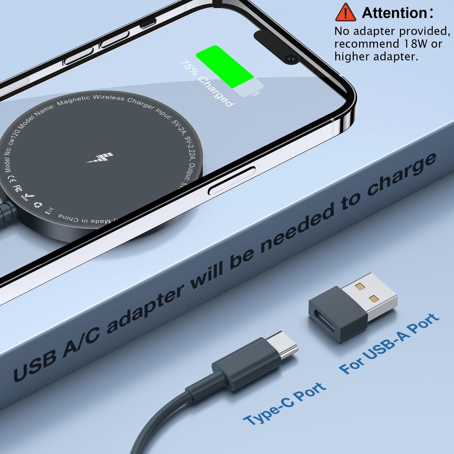 Magnetic Wireless Charging Pad for iPhone 16 15 14 13 12 Series & AirPods 4-2 Pro, Strong Magnet, Aluminum Alloy, USB-C/A Ports, Ultra-Thin & Portable, Ideal for Desk & Bedside