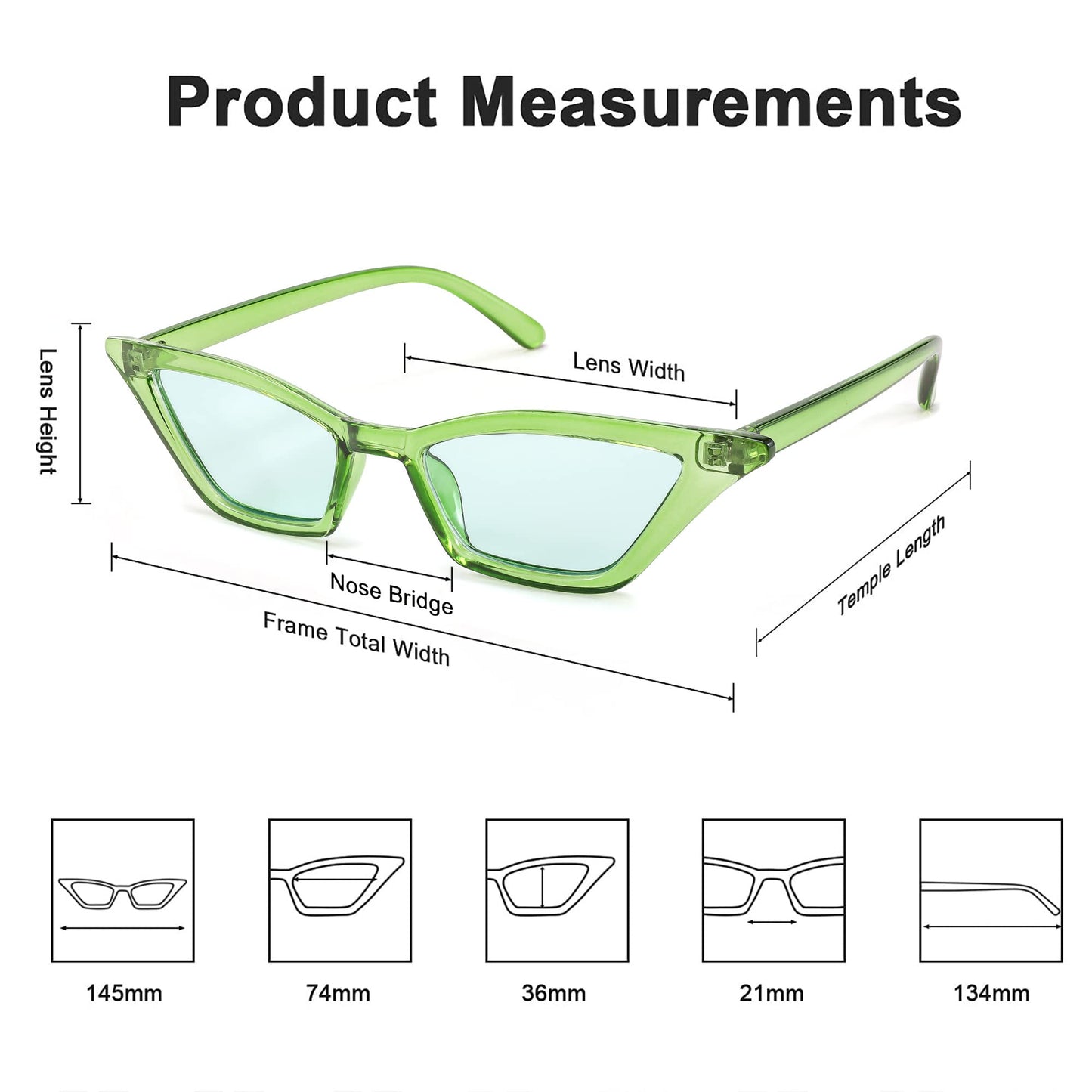 Small Cat Eye Sunglasses Vintage Square Shade Women Eyewear B2291