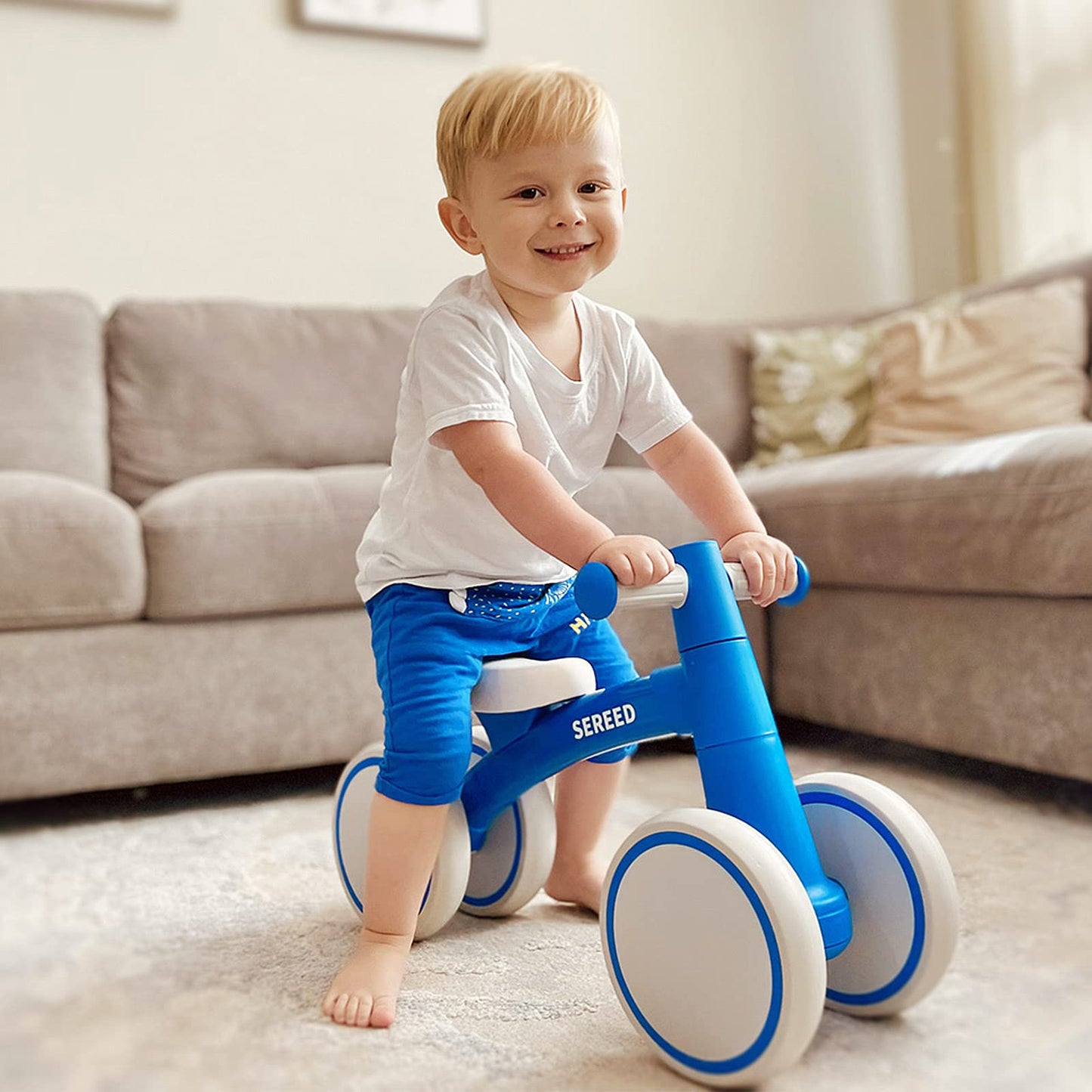 Baby Balance Bike for 1 Year Old Boys Girls 12-24 Month Toddler Balance Bike, 4 Wheels Toddler First Bike, First Birthday Gifts