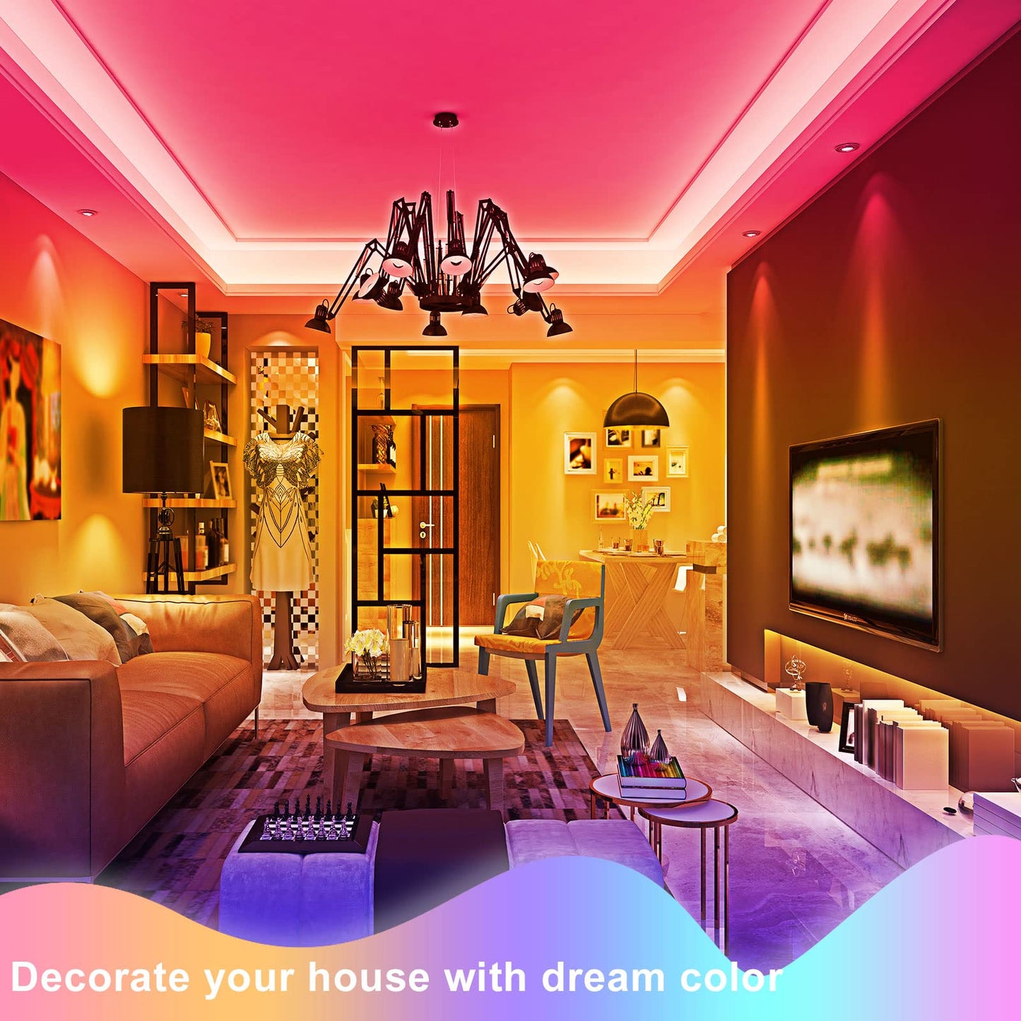 LED Strip Lights 100ft, Bluetooth and APP Control, Multicolor RGB Light Strips, Music Sync Color Changing for Bedroom Indoor