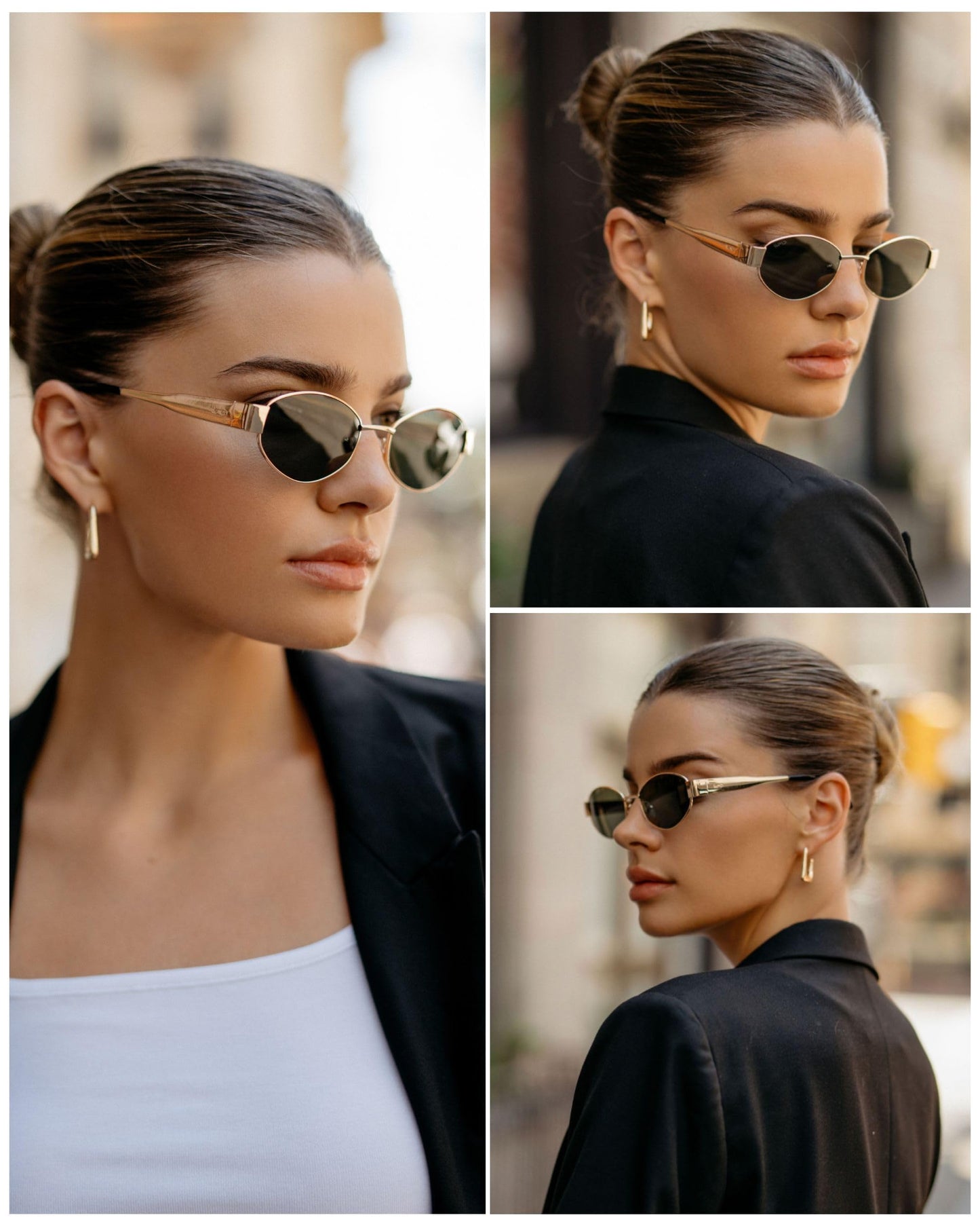 WMP Eyewear - Women's Retro Oval Sunglasses, Trendy Small Frame, 90s Inspired Fashion