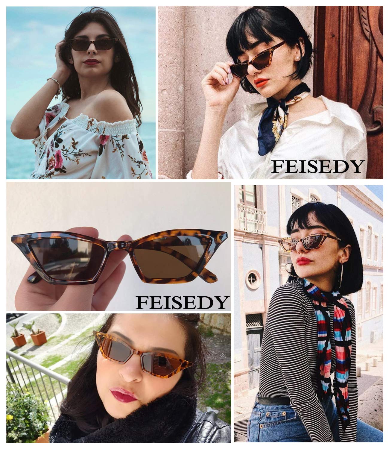 Small Cat Eye Sunglasses Vintage Square Shade Women Eyewear B2291