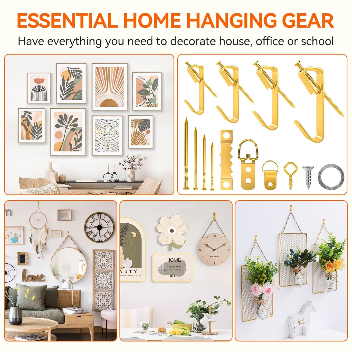 1002pcs Hardware Nails Assortment Kit, Nails for Hanging Pictures, Small Wall Nails for Hanging, Finishing Nails, Common Wood Nails, Mini 8oz Claw Hammer and Nails Set with Magnetic Wristband