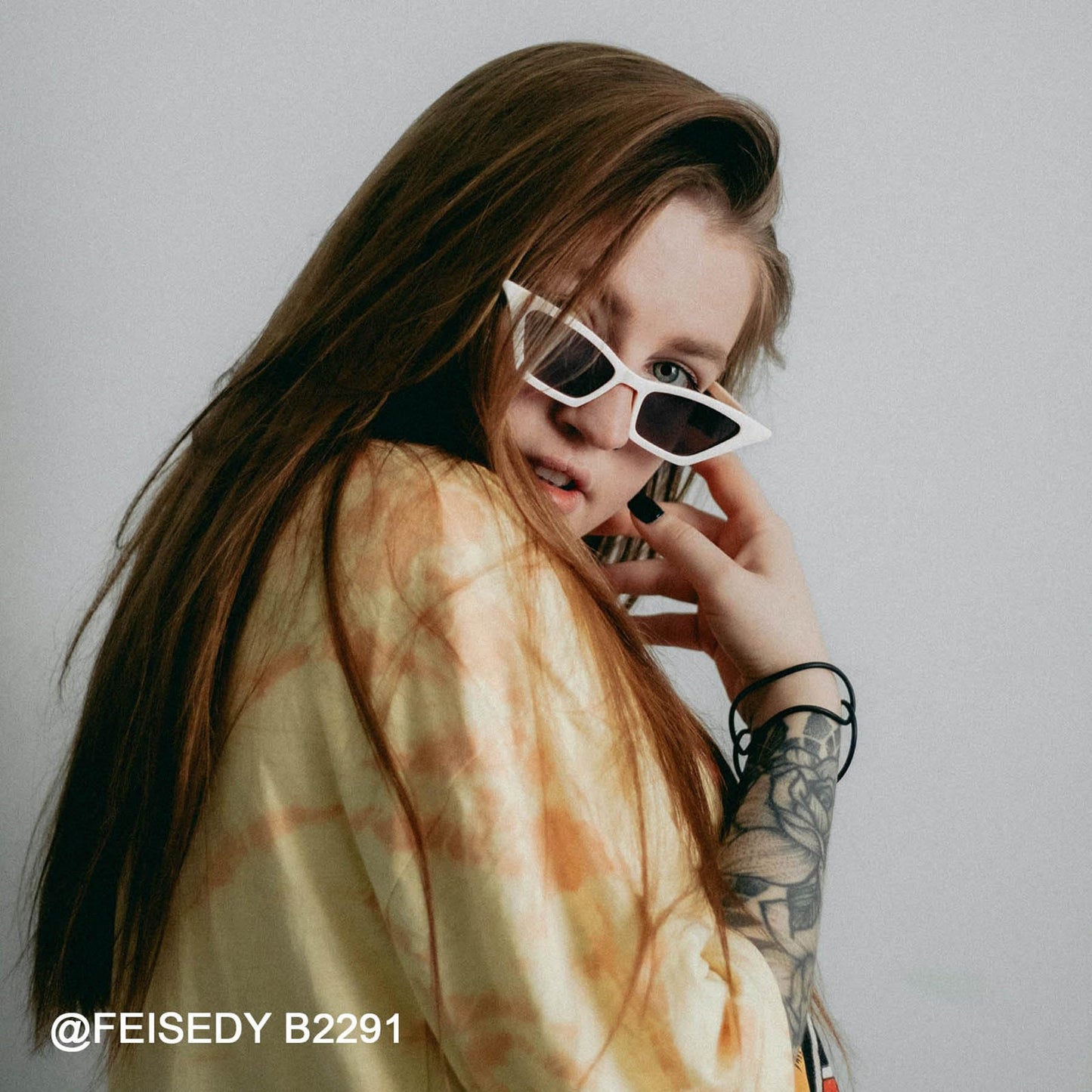 Small Cat Eye Sunglasses Vintage Square Shade Women Eyewear B2291