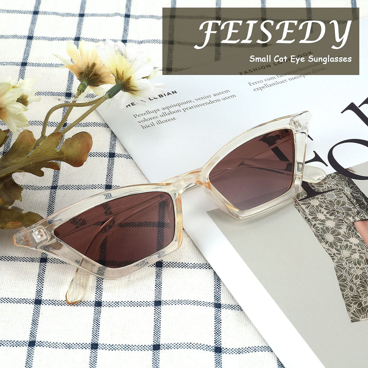 Small Cat Eye Sunglasses Vintage Square Shade Women Eyewear B2291