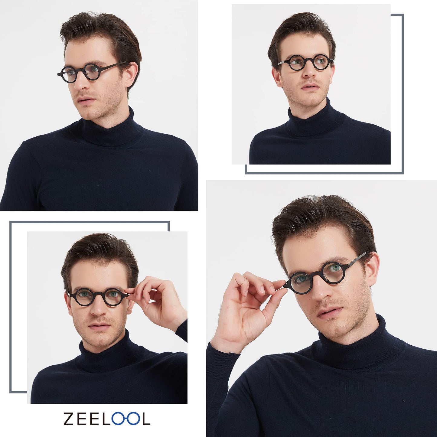 Vintage Small Round Blue Light Blocking Glasses for Men Women Wood Grain Acetate Eyewear