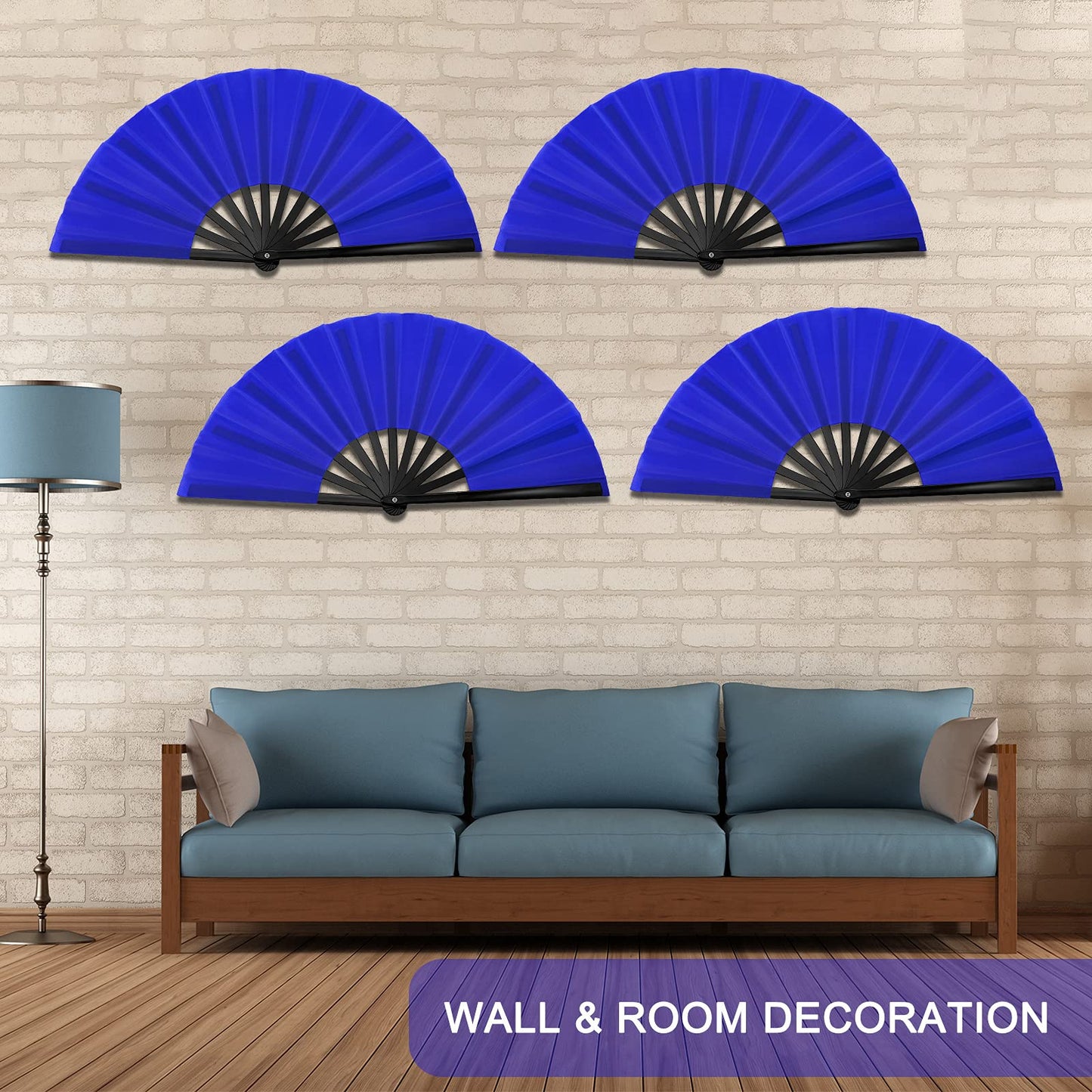 Blulu 4 Pcs Large Folding Fans for Line Dancing Big Silk Hand Clapping Popping Fans Bulk for Dancing Boots on The Ground Festival Party Decoration(Classic Style,Blue, Rose Red, Green, Red,13 Inch)