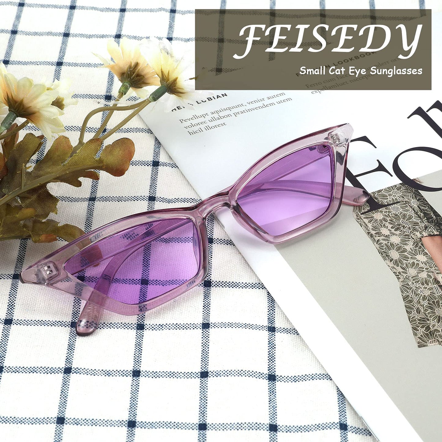 Small Cat Eye Sunglasses Vintage Square Shade Women Eyewear B2291
