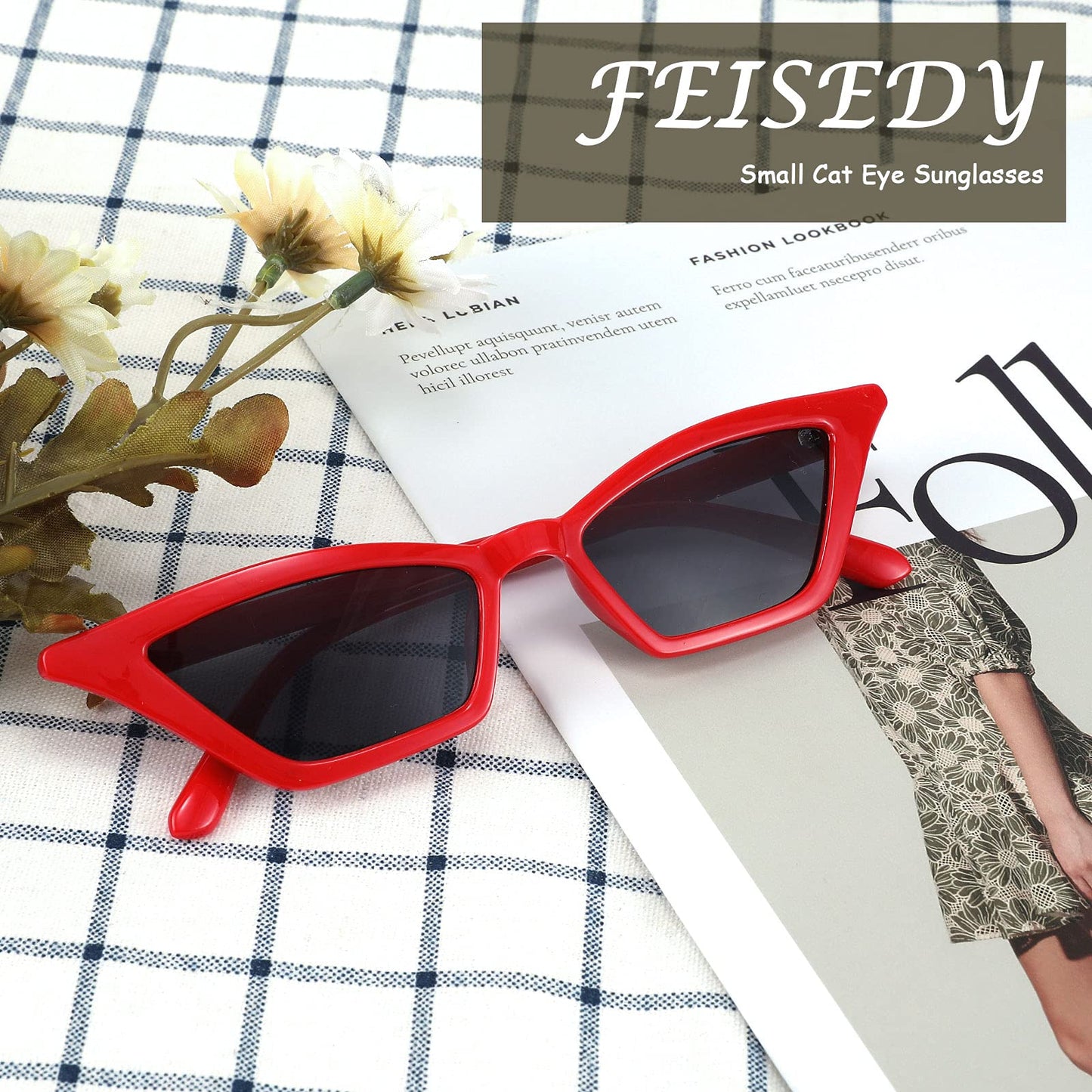 Small Cat Eye Sunglasses Vintage Square Shade Women Eyewear B2291