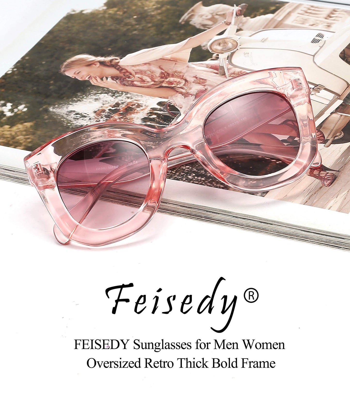 Retro Oversized Square Horn Sunglasses Semi Cat Eye Butterfly Glass Big Thick Bold Frame