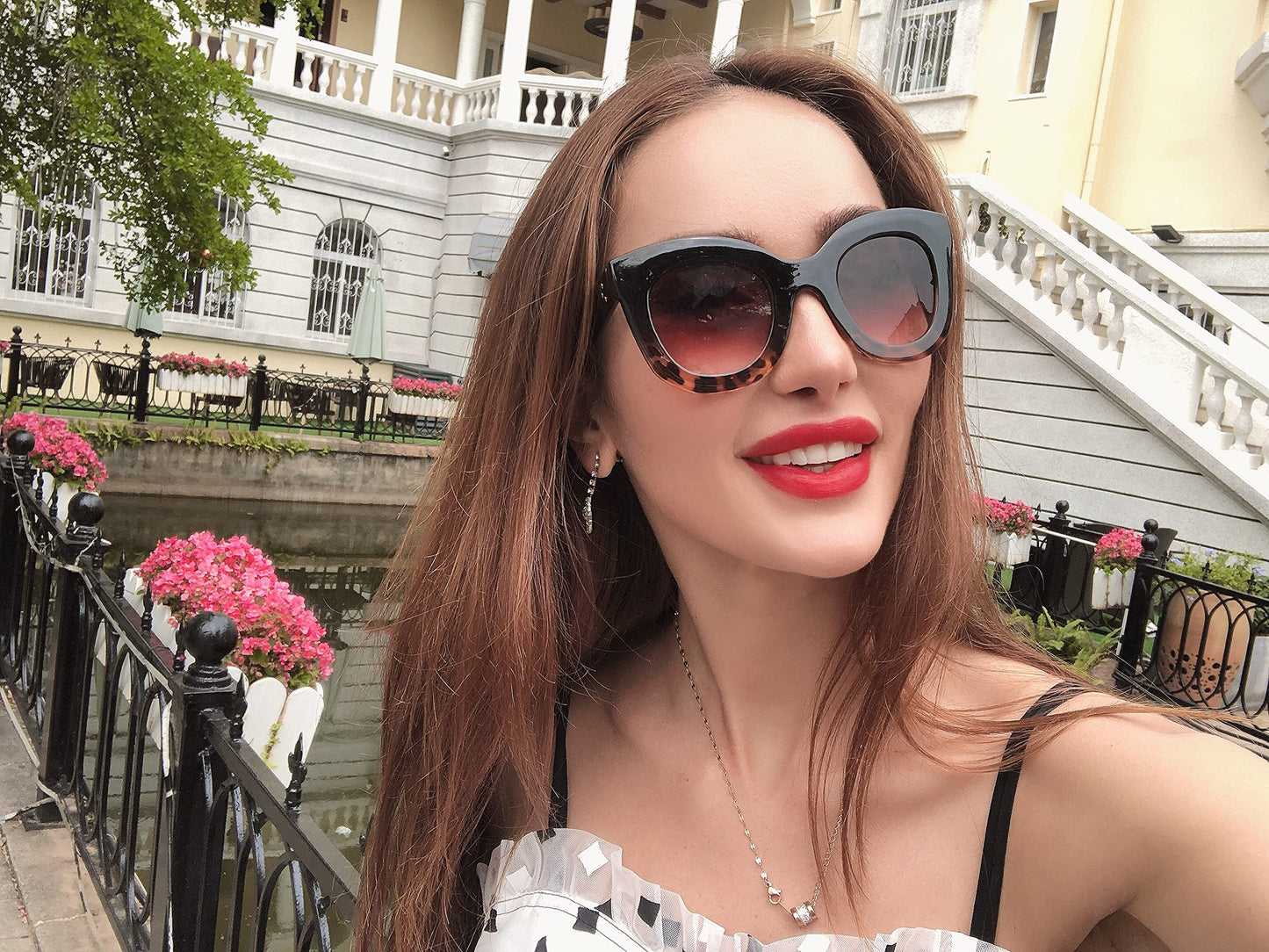 Retro Oversized Square Horn Sunglasses Semi Cat Eye Butterfly Glass Big Thick Bold Frame