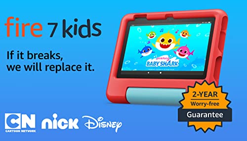Amazon Fire 7 Kids tablet (newest model) ages 3-7. Top-selling 7" kids tablet on Amazon. Includes ad-free and exclusive content, easy parental controls, 10-hr battery, 32 GB, Blue