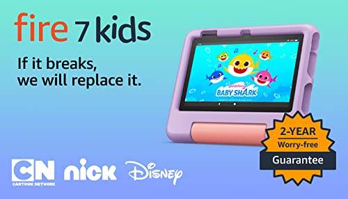 Amazon Fire 7 Kids tablet (newest model) ages 3-7. Top-selling 7" kids tablet on Amazon. Includes ad-free and exclusive content, easy parental controls, 10-hr battery, 32 GB, Blue