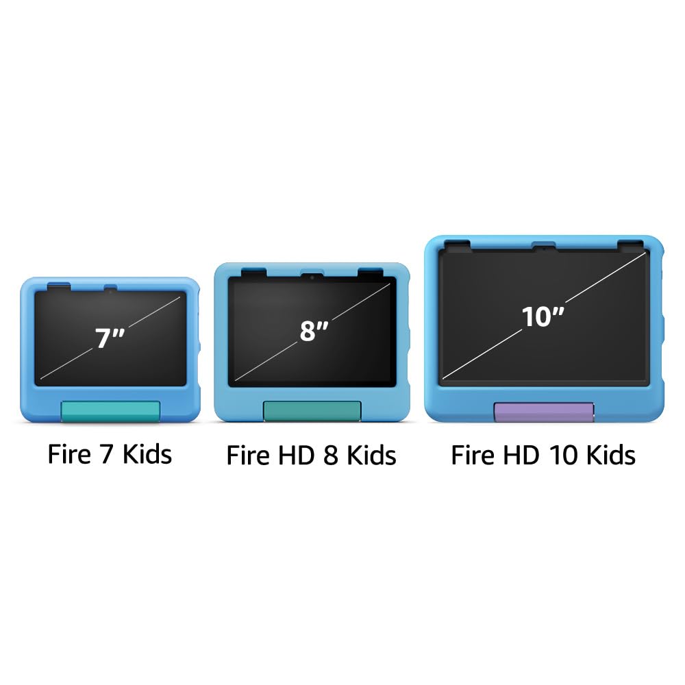 Amazon Fire 7 Kids tablet (newest model) ages 3-7. Top-selling 7" kids tablet on Amazon. Includes ad-free and exclusive content, easy parental controls, 10-hr battery, 32 GB, Blue
