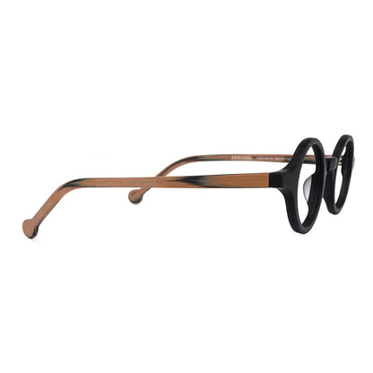 Vintage Small Round Blue Light Blocking Glasses for Men Women Wood Grain Acetate Eyewear