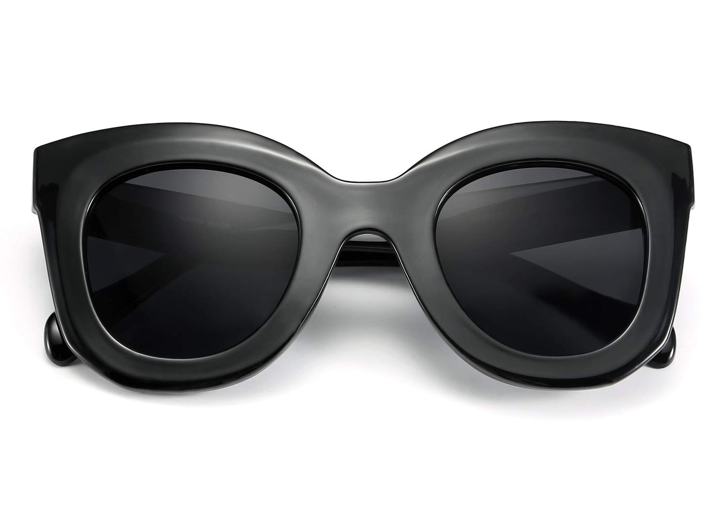 Retro Oversized Square Horn Sunglasses Semi Cat Eye Butterfly Glass Big Thick Bold Frame
