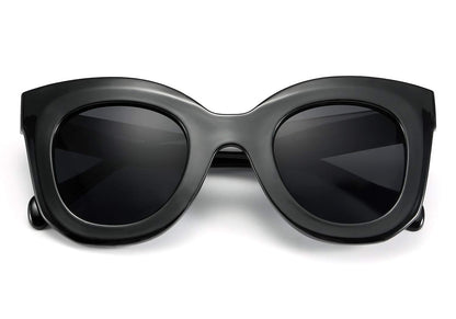 Retro Oversized Square Horn Sunglasses Semi Cat Eye Butterfly Glass Big Thick Bold Frame
