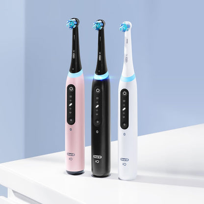 Oral-B iO Deep Clean + Whiten Rechargeable Electric Toothbrush with Visible Pressure Sensor, 2 Minute Timer, 5 Cleaning Settings, 1 iO5 Limited, 3 Toothbrush Heads, Travel Case & Refill Holder, Black