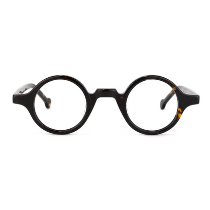Vintage Small Round Blue Light Blocking Glasses for Men Women Wood Grain Acetate Eyewear