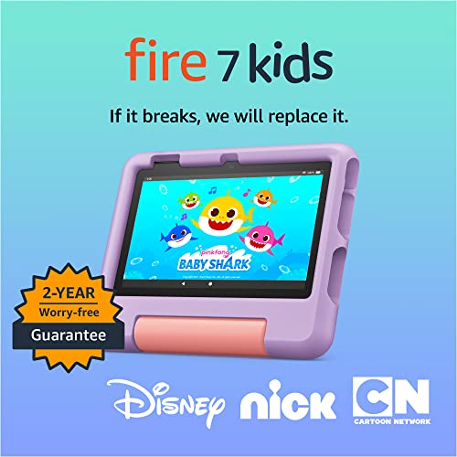 Amazon Fire 7 Kids tablet (newest model) ages 3-7. Top-selling 7" kids tablet on Amazon. Includes ad-free and exclusive content, easy parental controls, 10-hr battery, 32 GB, Blue