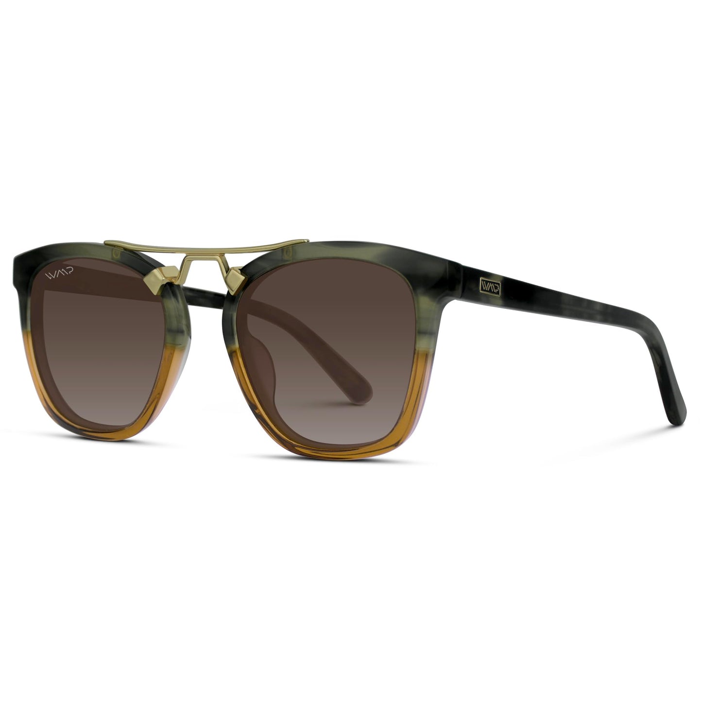 WearMe Pro WMP Eyewear - Women's Oversized Polarized Sunglasses: Square Vintage Style with Metal Double-Bar Bridge