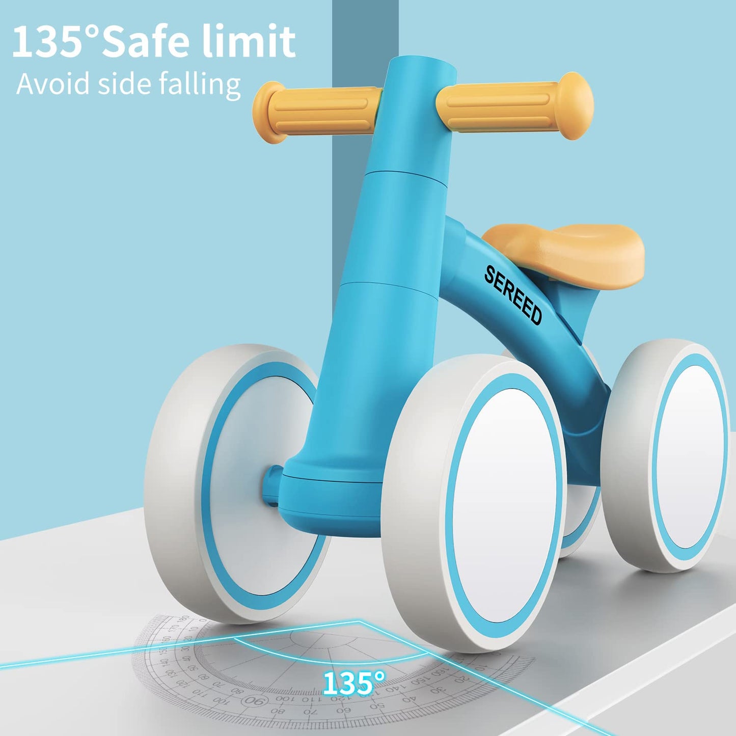 Baby Balance Bike for 1 Year Old Boys Girls 12-24 Month Toddler Balance Bike, 4 Wheels Toddler First Bike, First Birthday Gifts