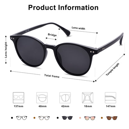 Small Round Classic Polarized Sunglasses for Women Men Vintage Style UV400 Lens SJ2113