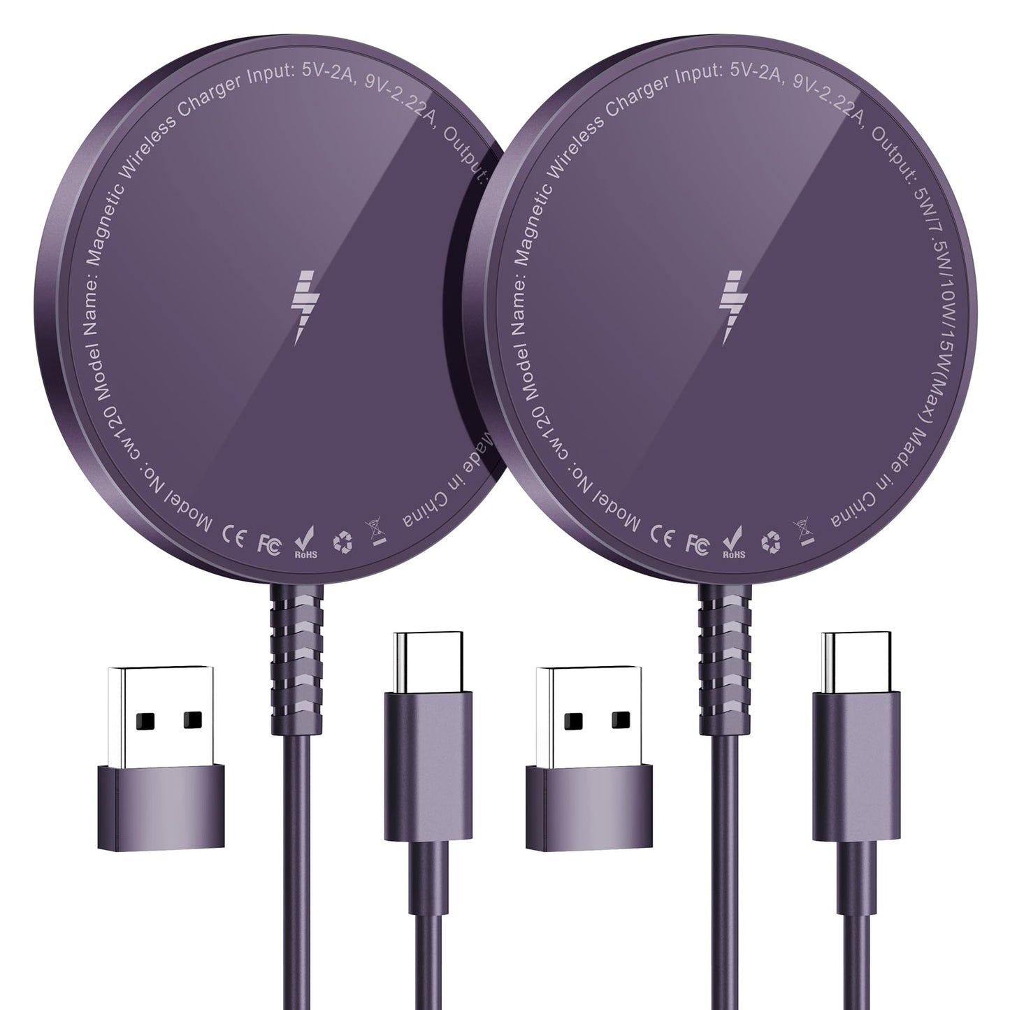 Magnetic Wireless Charging Pad for iPhone 16 15 14 13 12 Series & AirPods 4-2 Pro, Strong Magnet, Aluminum Alloy, USB-C/A Ports, Ultra-Thin & Portable, Ideal for Desk & Bedside