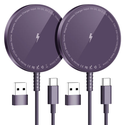 Magnetic Wireless Charging Pad for iPhone 16 15 14 13 12 Series & AirPods 4-2 Pro, Strong Magnet, Aluminum Alloy, USB-C/A Ports, Ultra-Thin & Portable, Ideal for Desk & Bedside