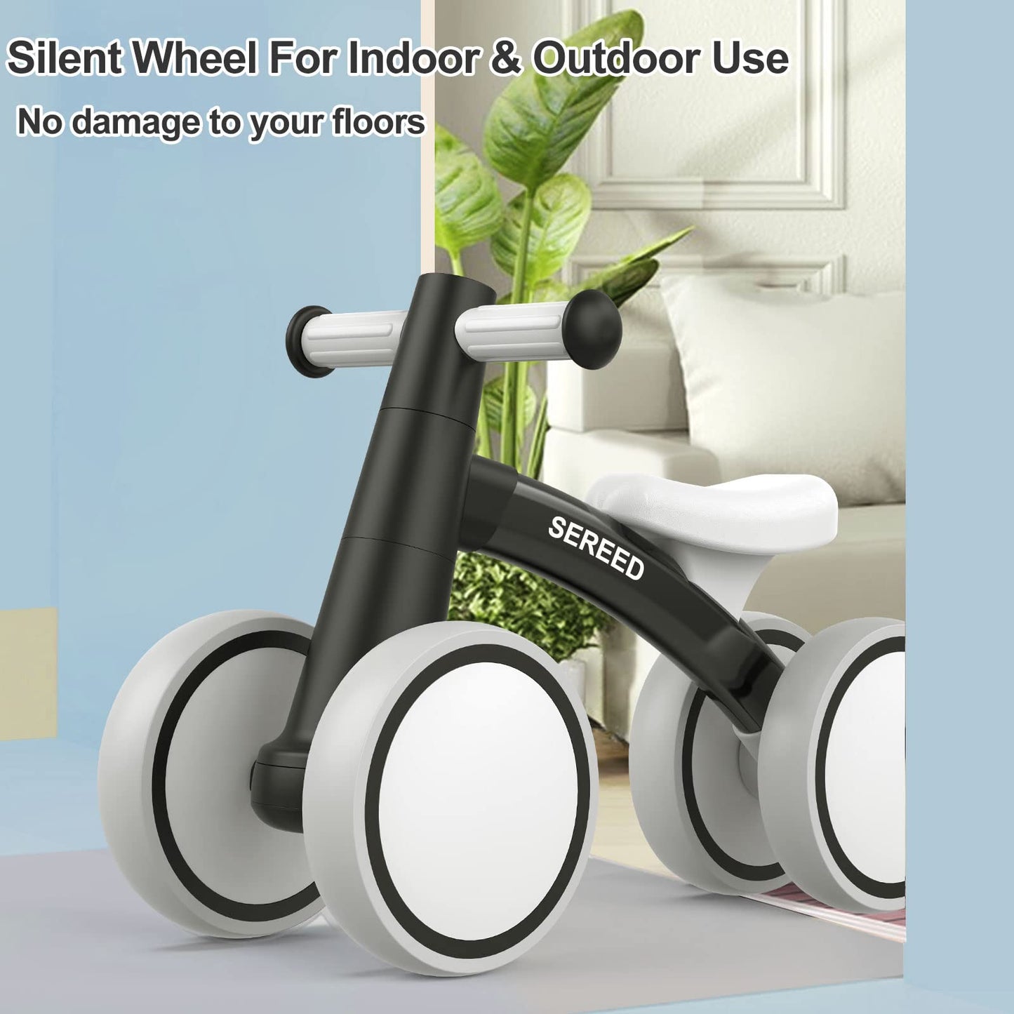 Baby Balance Bike for 1 Year Old Boys Girls 12-24 Month Toddler Balance Bike, 4 Wheels Toddler First Bike, First Birthday Gifts