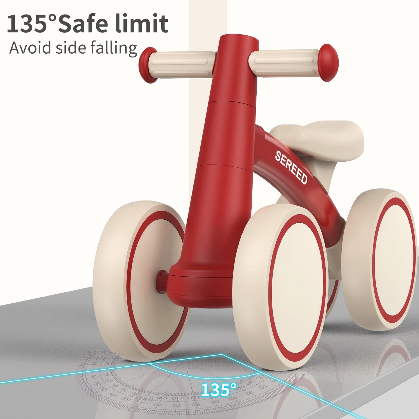 Baby Balance Bike for 1 Year Old Boys Girls 12-24 Month Toddler Balance Bike, 4 Wheels Toddler First Bike, First Birthday Gifts