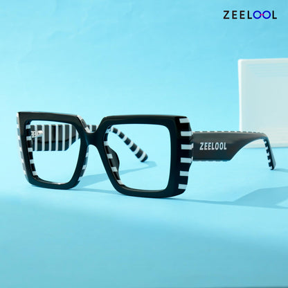 Zeelool Rectangle Glasses Frame for Women Men, Eyeglasses with Non-prescription Clear Lenses & Spring Hinge ZJGA838378