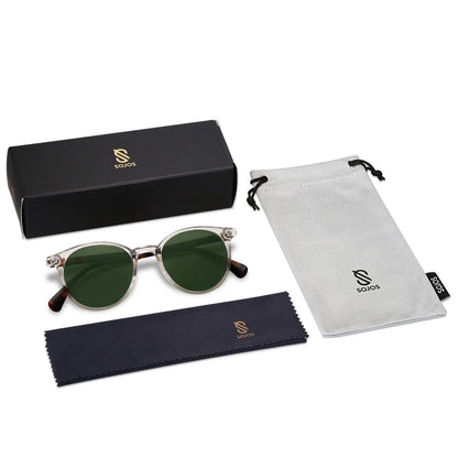 Small Round Classic Polarized Sunglasses for Women Men Vintage Style UV400 Lens SJ2113
