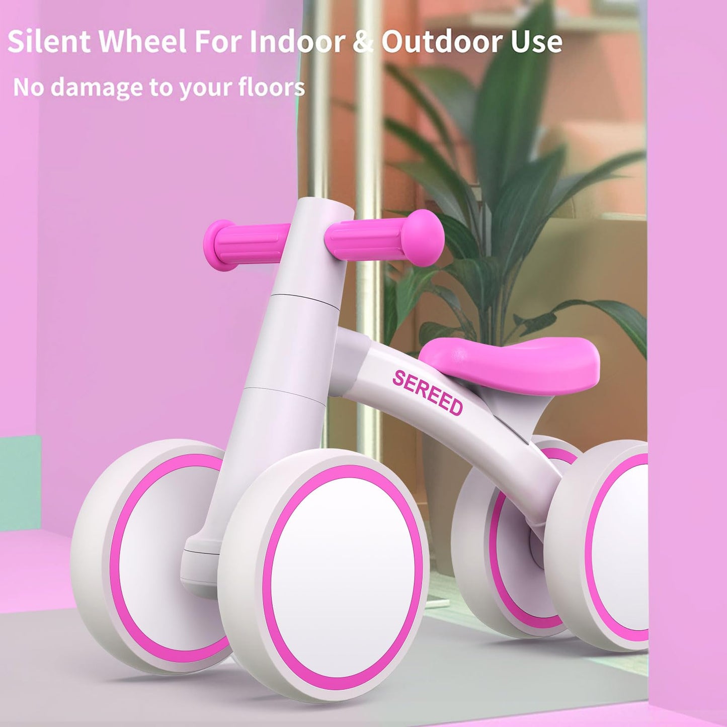 Baby Balance Bike for 1 Year Old Boys Girls 12-24 Month Toddler Balance Bike, 4 Wheels Toddler First Bike, First Birthday Gifts
