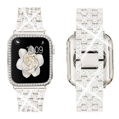 Supoix Compatible with Apple Watch Band 38mm 40mm 41mm 42mm 44mm 45mm 46mm 49mm+ Case, Women Jewelry Bling Diamond Rhinestone Replacement Metal Bands & 2 Pack PC Protector Case for iWatch Ultra 2/ Ultra Series 10/9/8/7/6/5/4/3/2/1/SE