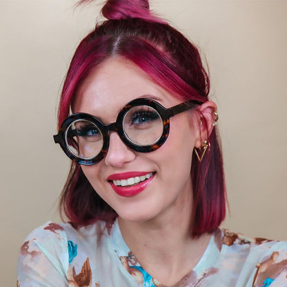 Retro Thick Round Blue Light Blocking Glasses