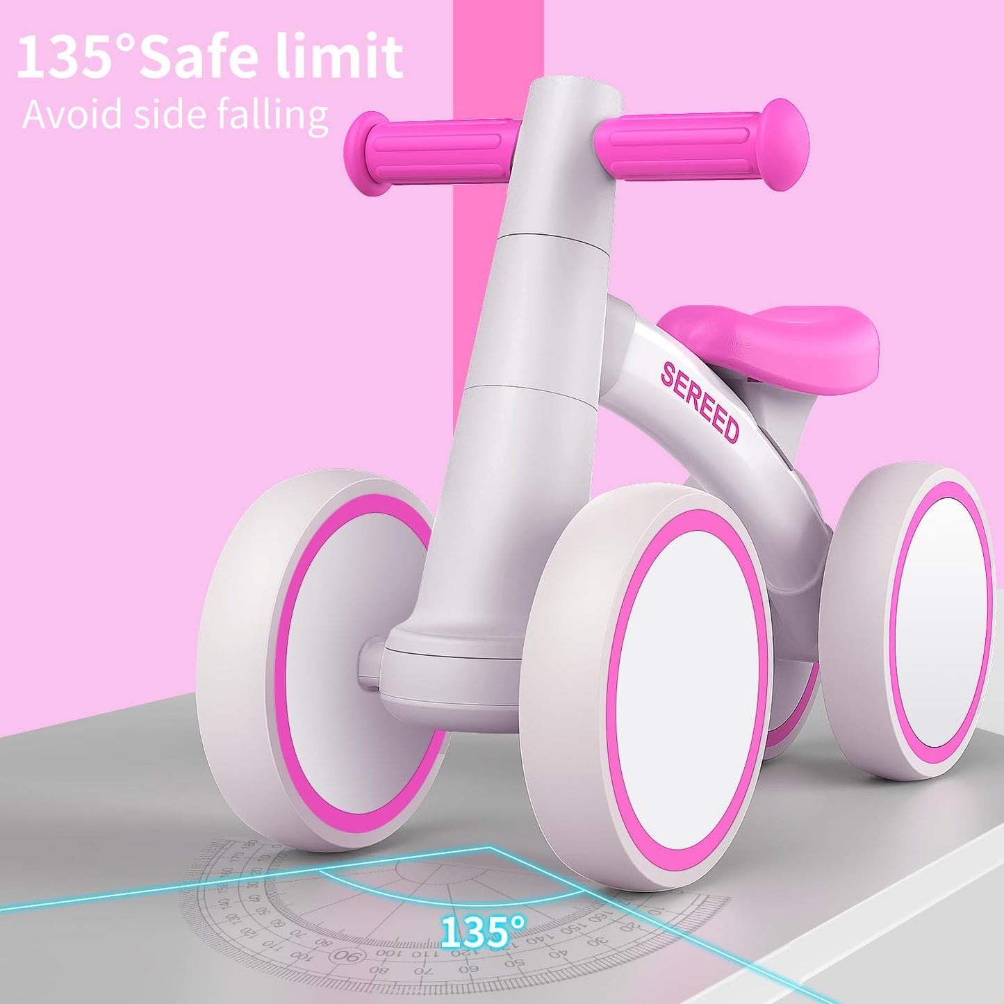 Baby Balance Bike for 1 Year Old Boys Girls 12-24 Month Toddler Balance Bike, 4 Wheels Toddler First Bike, First Birthday Gifts