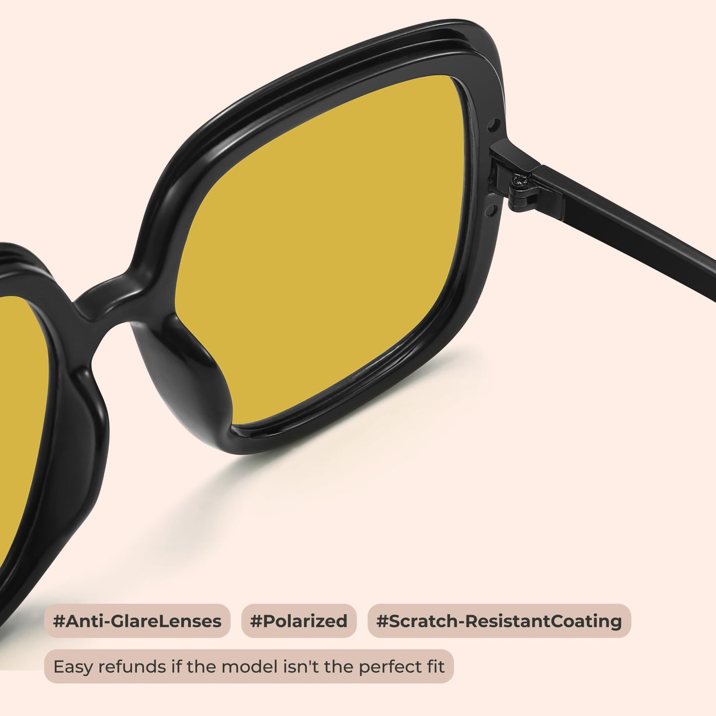 Oversized Polarized Sunglasses Women, Trendy Retro Sun Glasses