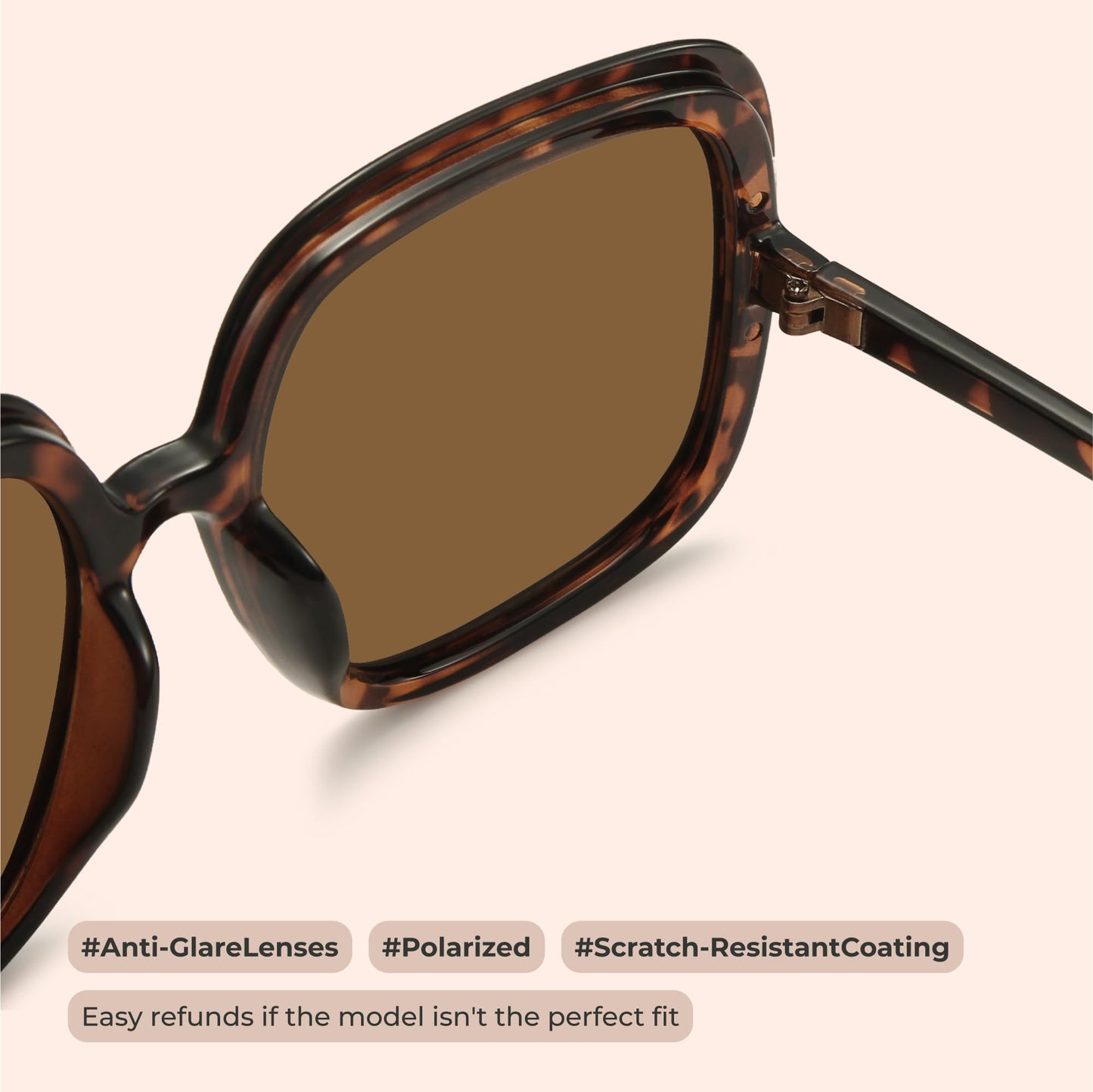Oversized Polarized Sunglasses Women, Trendy Retro Sun Glasses