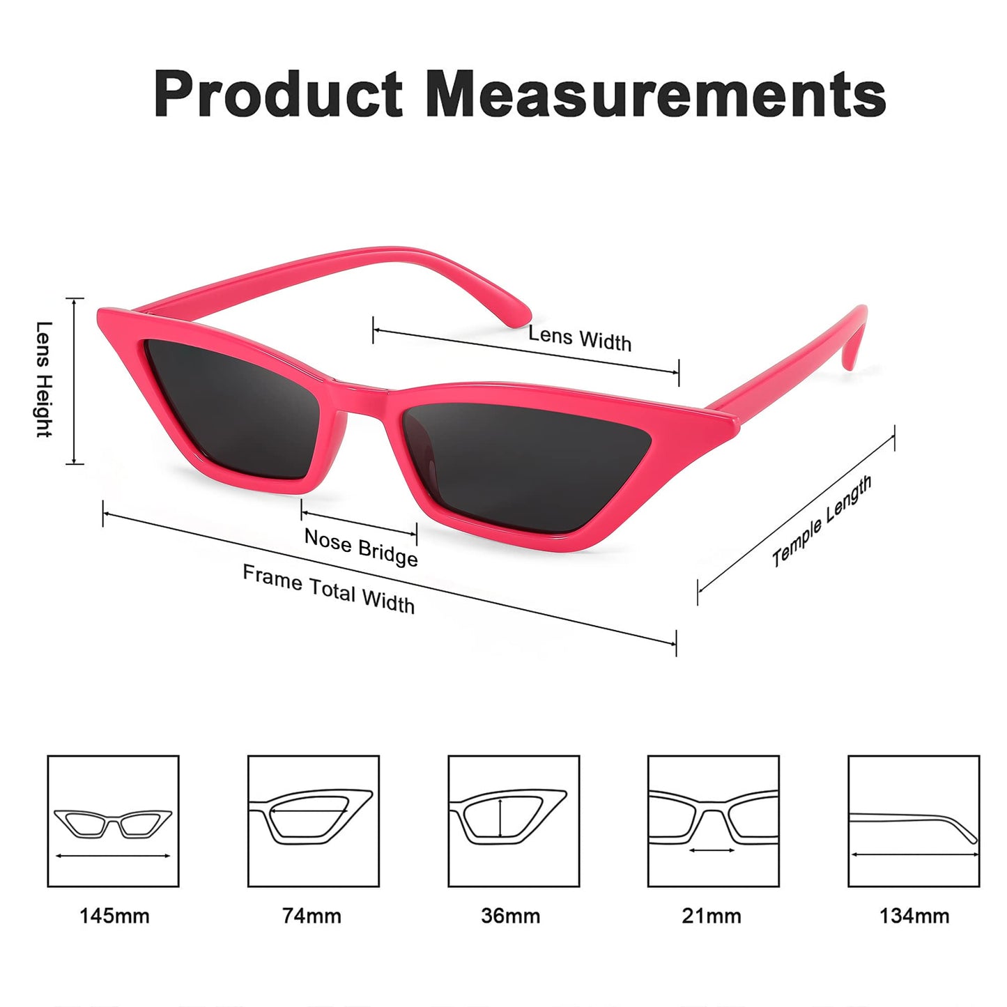 Small Cat Eye Sunglasses Vintage Square Shade Women Eyewear B2291