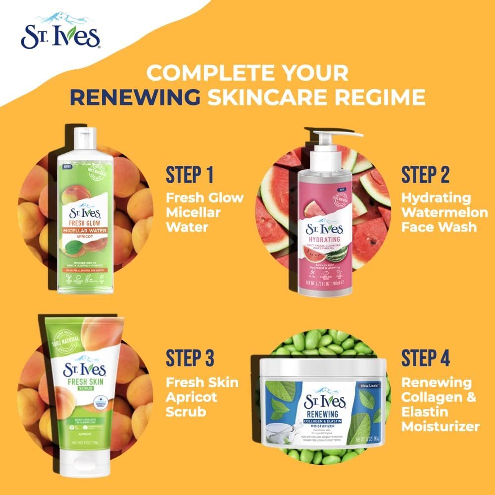 St. Ives Face Moisturizer Cream, Collagen and Elastin, Renewing Facial Moisturizer for Women, Paraben Free, Dermatologist Tested Daily Moisturizing for Dry Skin Cruelty Free, 10 oz