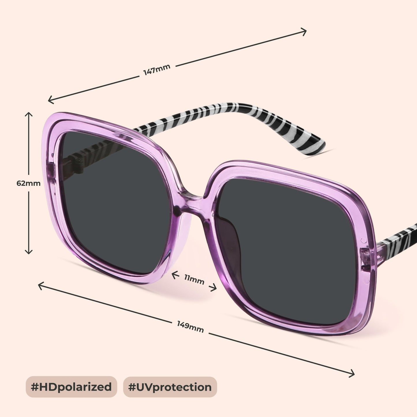 Oversized Polarized Sunglasses Women, Trendy Retro Sun Glasses