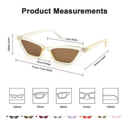 Small Cat Eye Sunglasses Vintage Square Shade Women Eyewear B2291