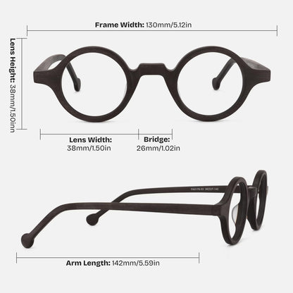 Vintage Small Round Blue Light Blocking Glasses for Men Women Wood Grain Acetate Eyewear