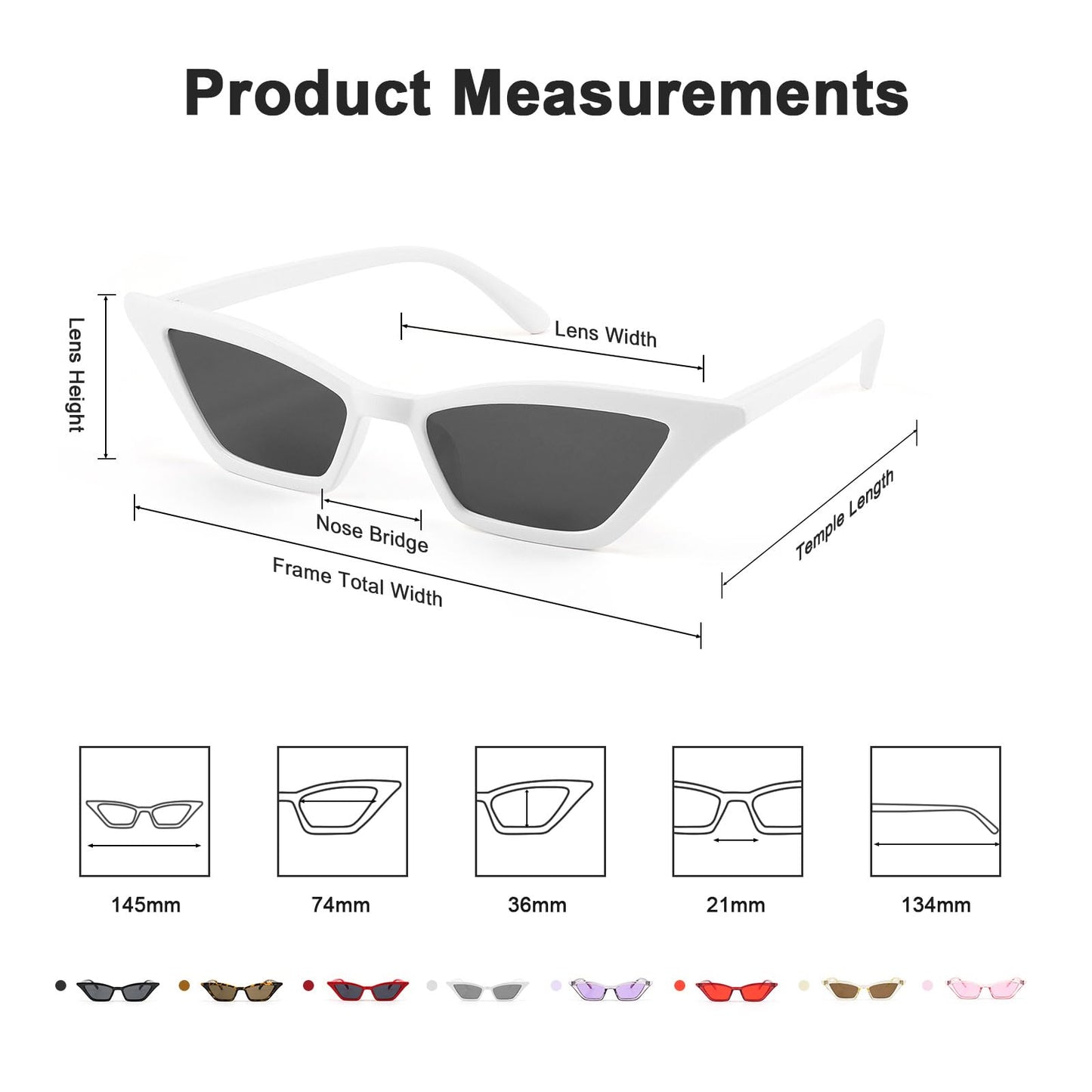 Small Cat Eye Sunglasses Vintage Square Shade Women Eyewear B2291