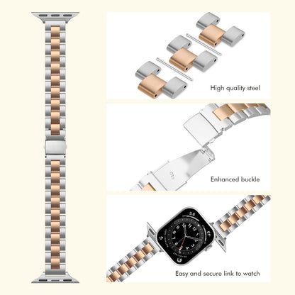 Slim Stainless Steel Band Compatible with Apple Watch 38mm 40mm 41mm 42mm 44mm 45mm, Bands with Bling Case Screen Protector for iWatch Series 9/8/7/6/5/4/3/2/1/SE