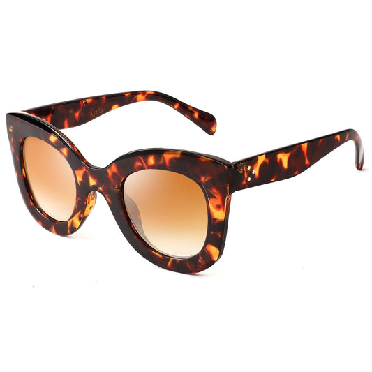 Retro Oversized Square Horn Sunglasses Semi Cat Eye Butterfly Glass Big Thick Bold Frame