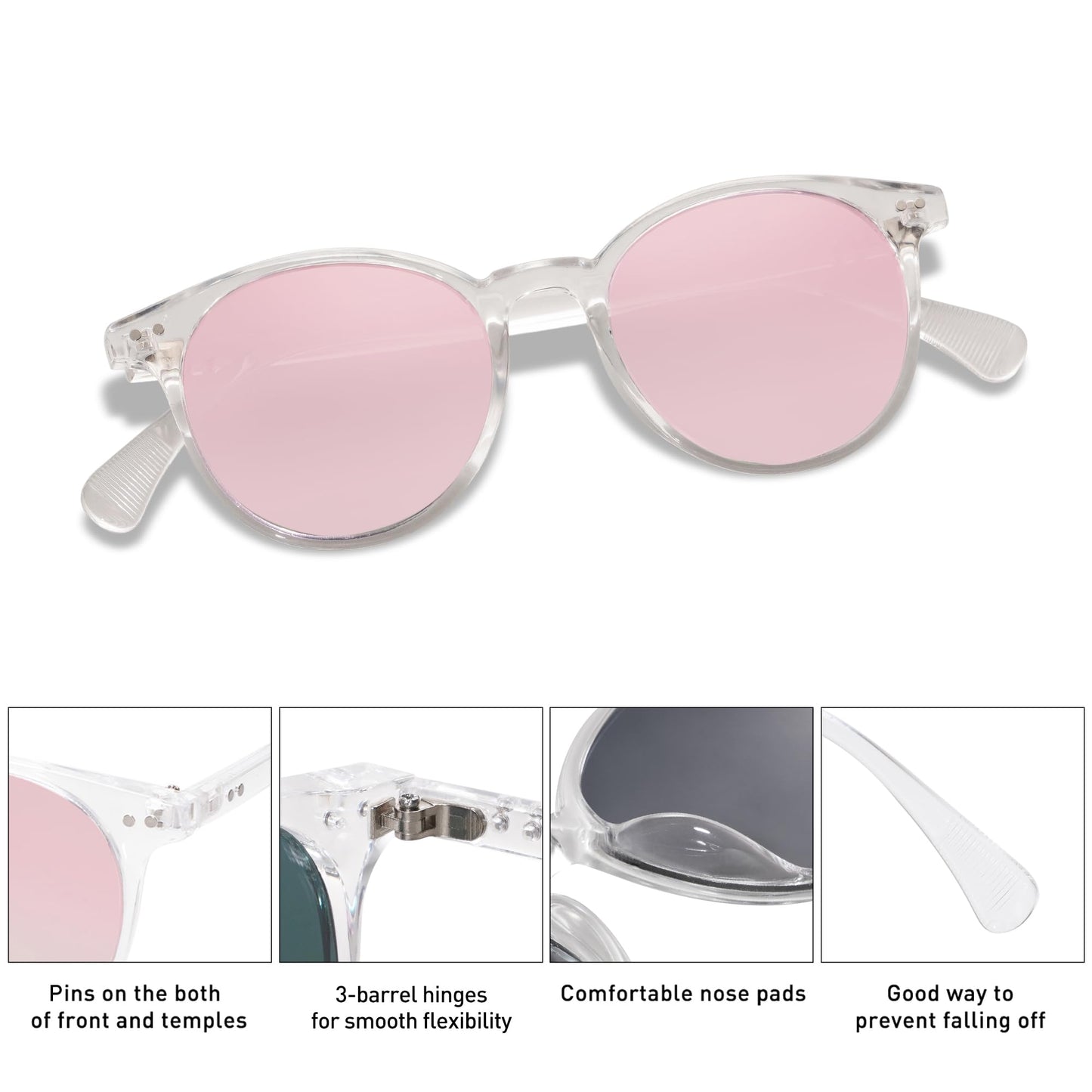 Small Round Classic Polarized Sunglasses for Women Men Vintage Style UV400 Lens SJ2113